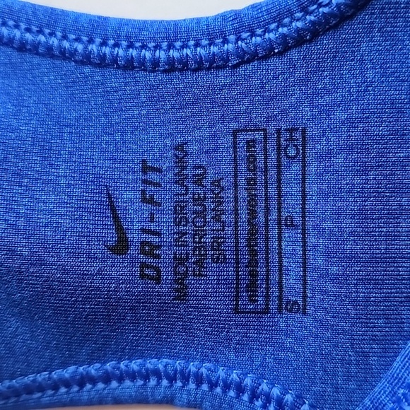 Nike Women's Dri-Fit Sports Bra Navy Blue Black Swish Size Medium - Picture 3 of 5
